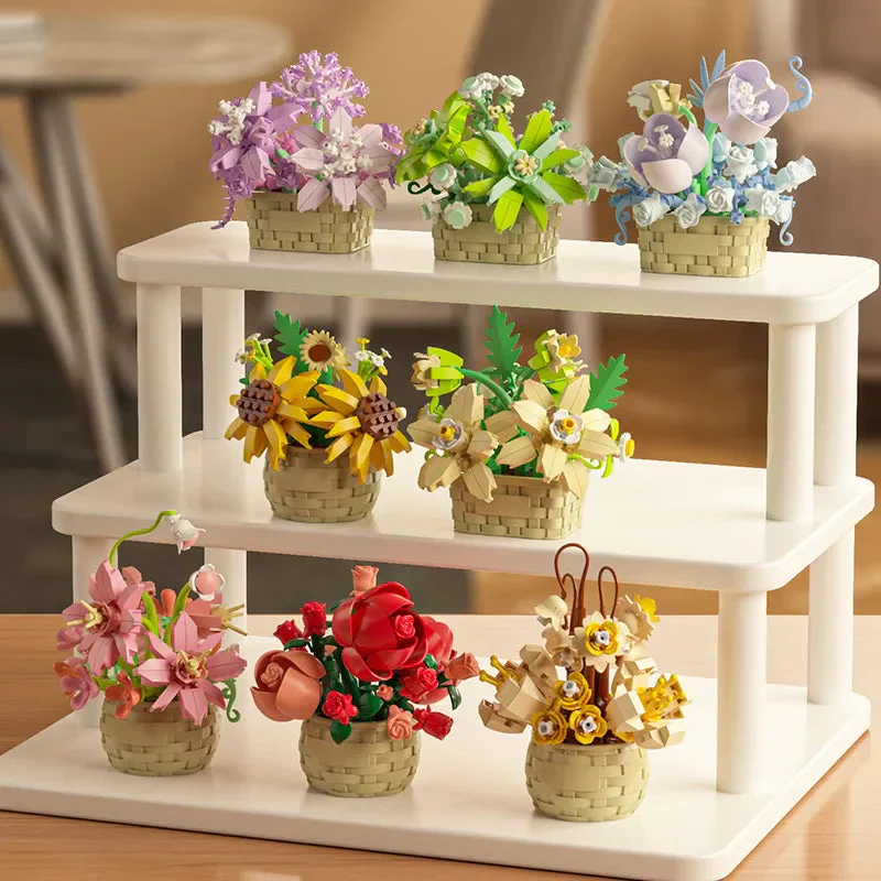 DIY MOC Potted Rose Sunflower Plants Succulents Bonsai Tree Gardens Romantic Building Blocks Model Bricks Kids Sets Kits Toys - Image 3