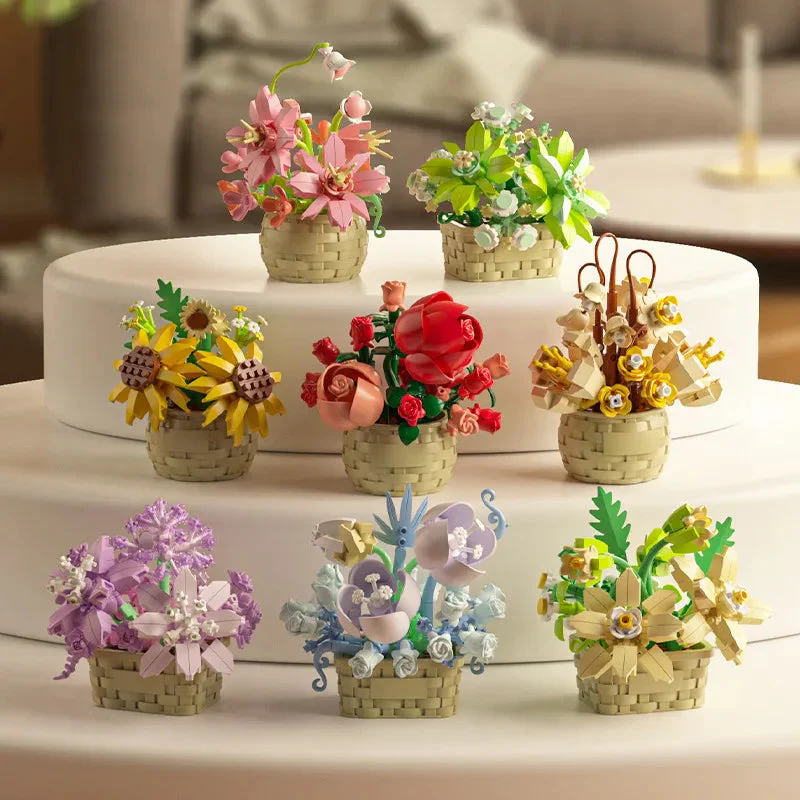 DIY MOC Potted Rose Sunflower Plants Succulents Bonsai Tree Gardens Romantic Building Blocks Model Bricks Kids Sets Kits Toys - Image 4