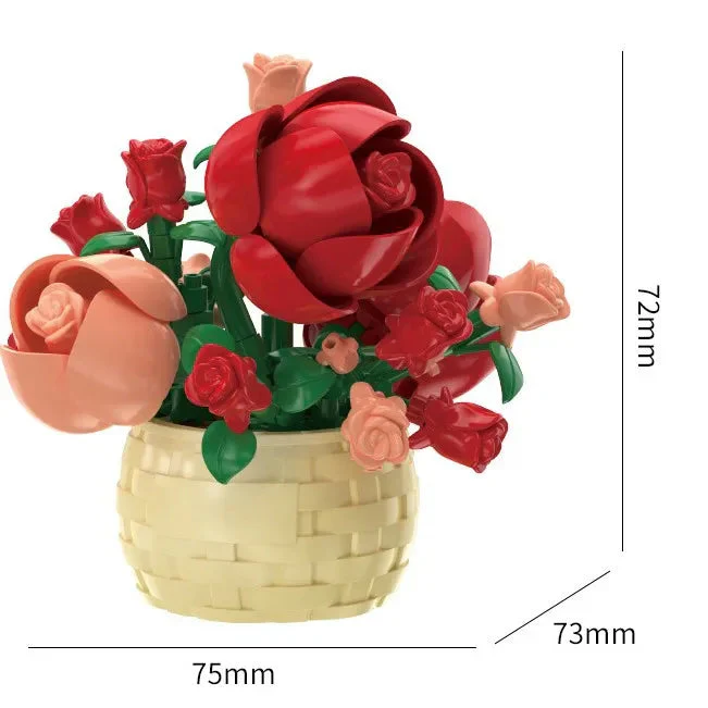 DIY MOC Potted Rose Sunflower Plants Succulents Bonsai Tree Gardens Romantic Building Blocks Model Bricks Kids Sets Kits Toys - Image 5