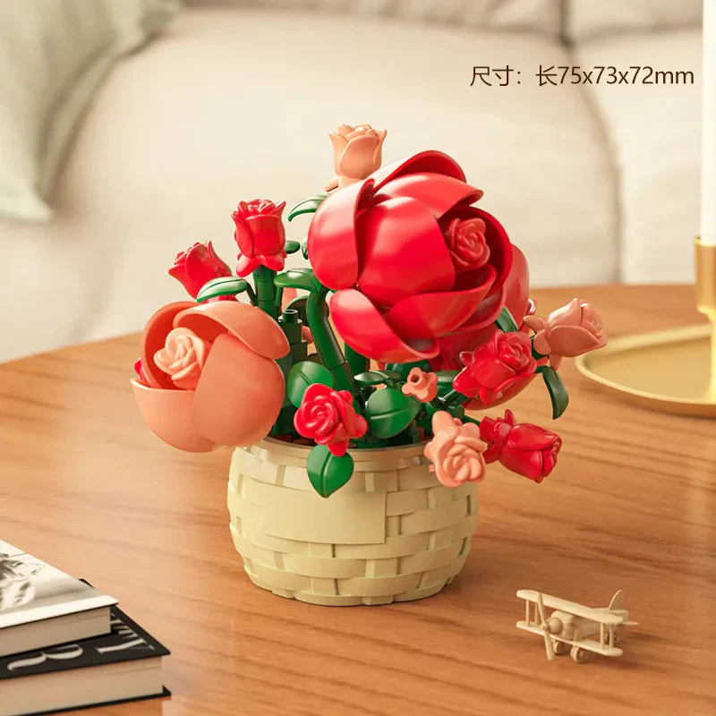 DIY MOC Potted Rose Sunflower Plants Succulents Bonsai Tree Gardens Romantic Building Blocks Model Bricks Kids Sets Kits Toys - Image 8