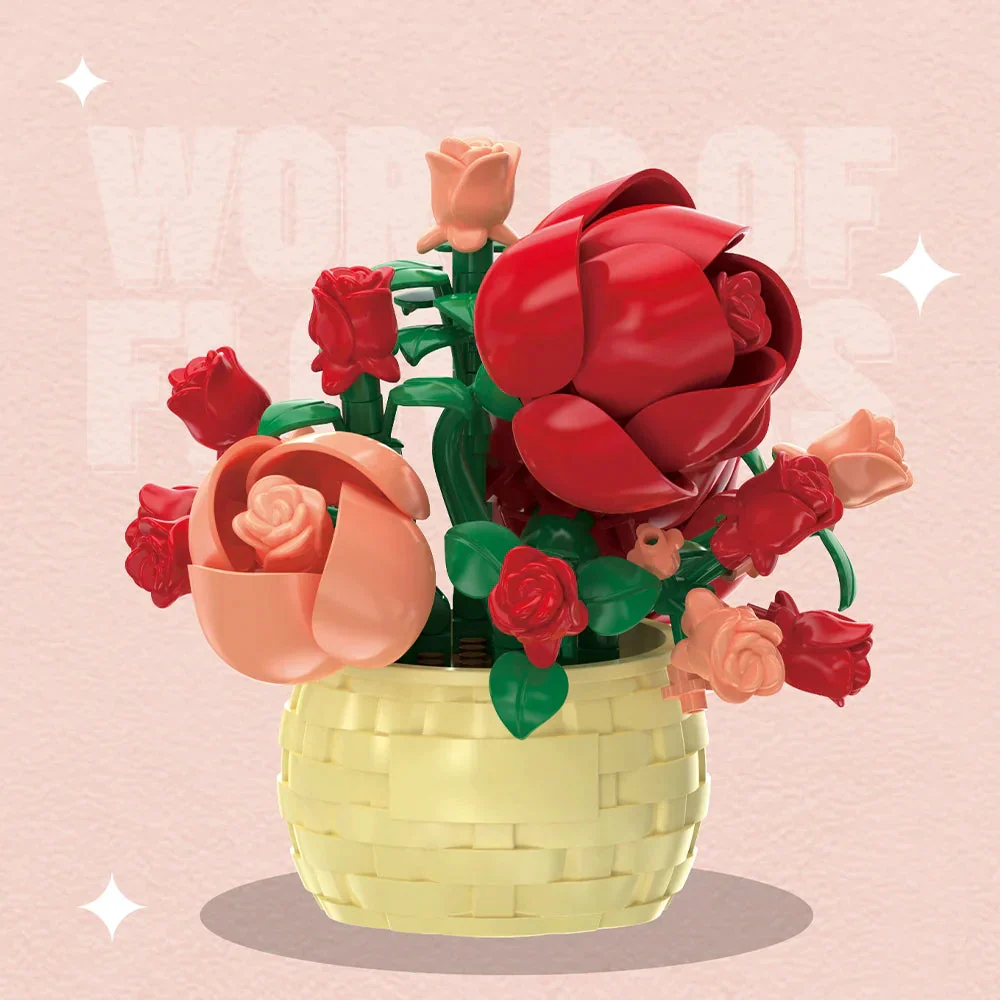 DIY Potted Plant Building Blocks Set - Rose Sunflower Succulents Bonsai Tree Romantic Garden Kids Model Bricks Toy Kit - Image 11