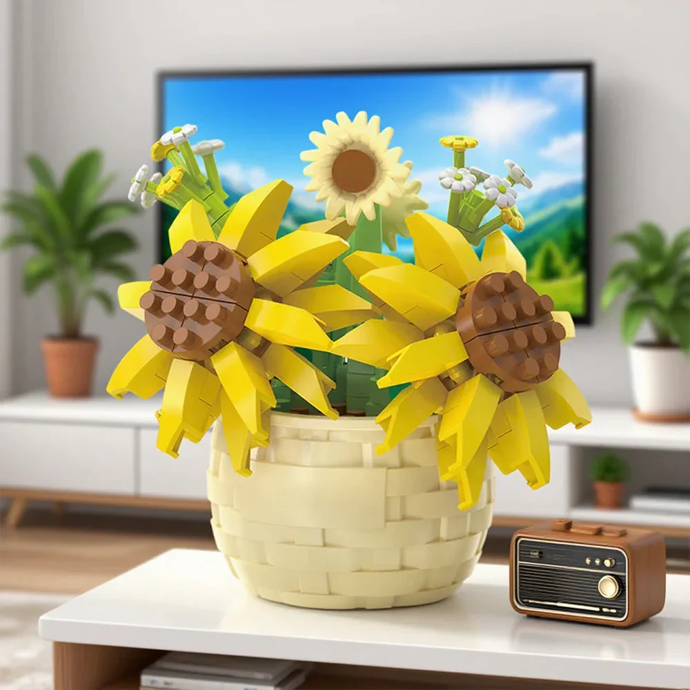 DIY Potted Plant Building Blocks Set - Rose Sunflower Succulents Bonsai Tree Romantic Garden Kids Model Bricks Toy Kit - Image 3