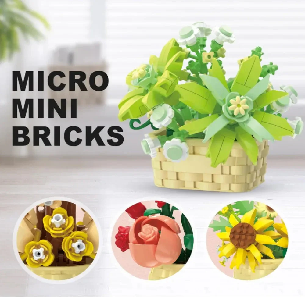DIY Potted Plant Building Blocks Set - Rose Sunflower Succulents Bonsai Tree Romantic Garden Kids Model Bricks Toy Kit - Image 5