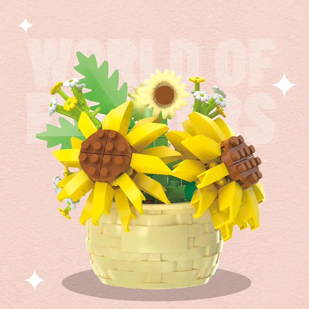 DIY Potted Plant Building Blocks Set - Rose Sunflower Succulents Bonsai Tree Romantic Garden Kids Model Bricks Toy Kit - Image 8