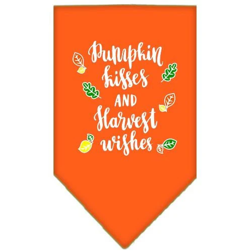 Dog Bandana Screen Printed,  "Pumpkin Kisses & Harvest Wishes" - Image 3
