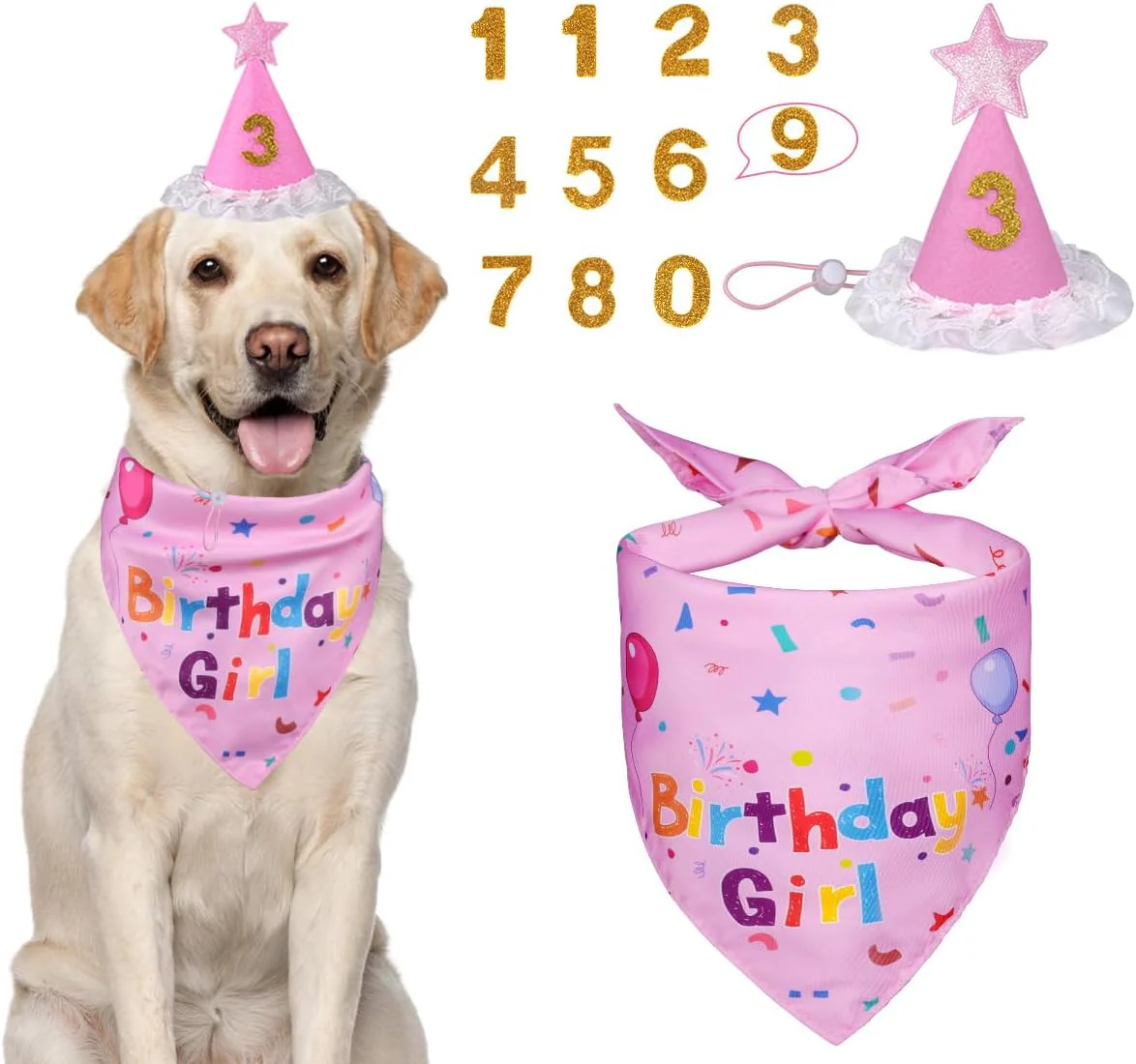 Dog Birthday Party Supplies – Premium Bandana & Hat Set for Dogs - Image 3