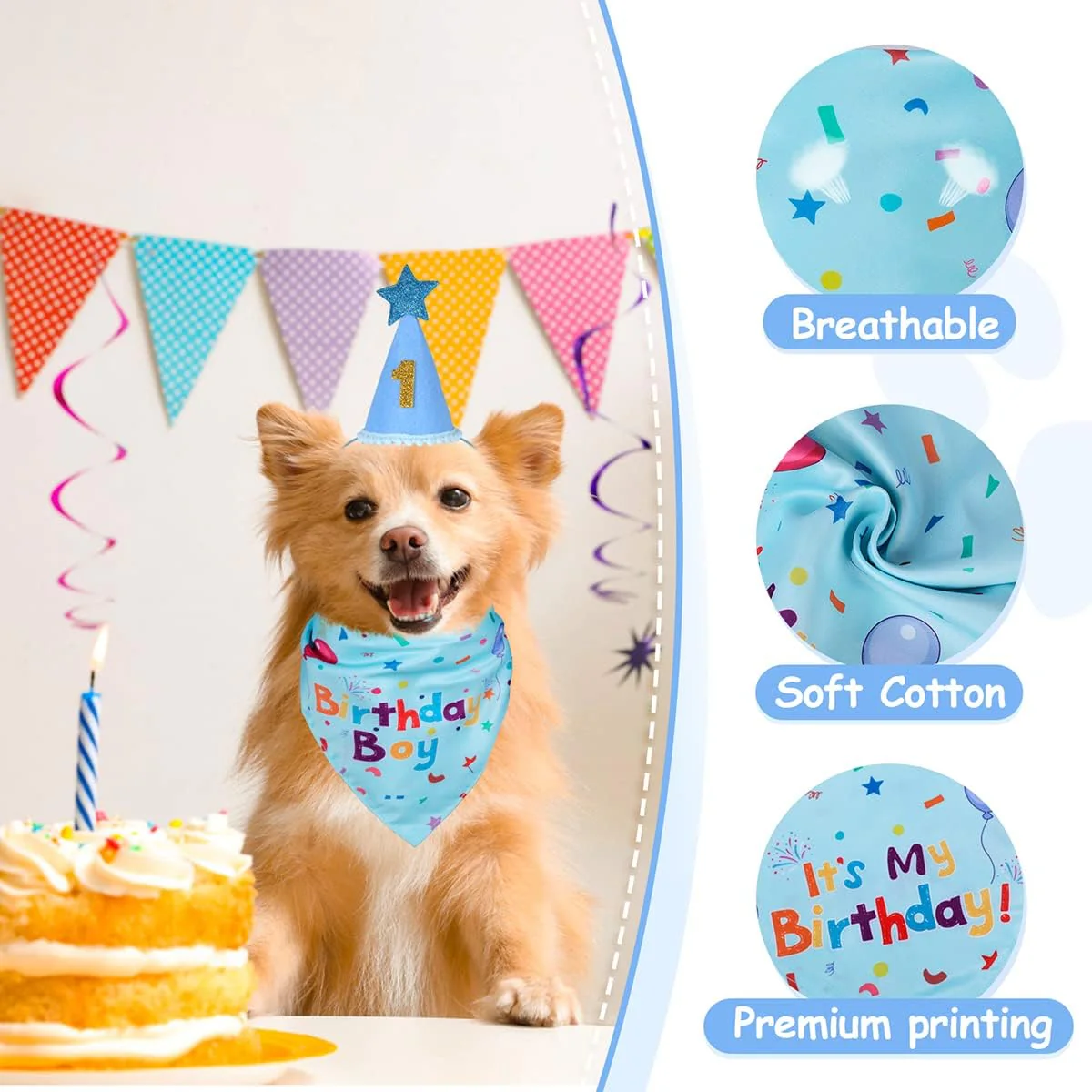 Dog Birthday Party Supplies – Premium Bandana & Hat Set for Dogs - Image 8