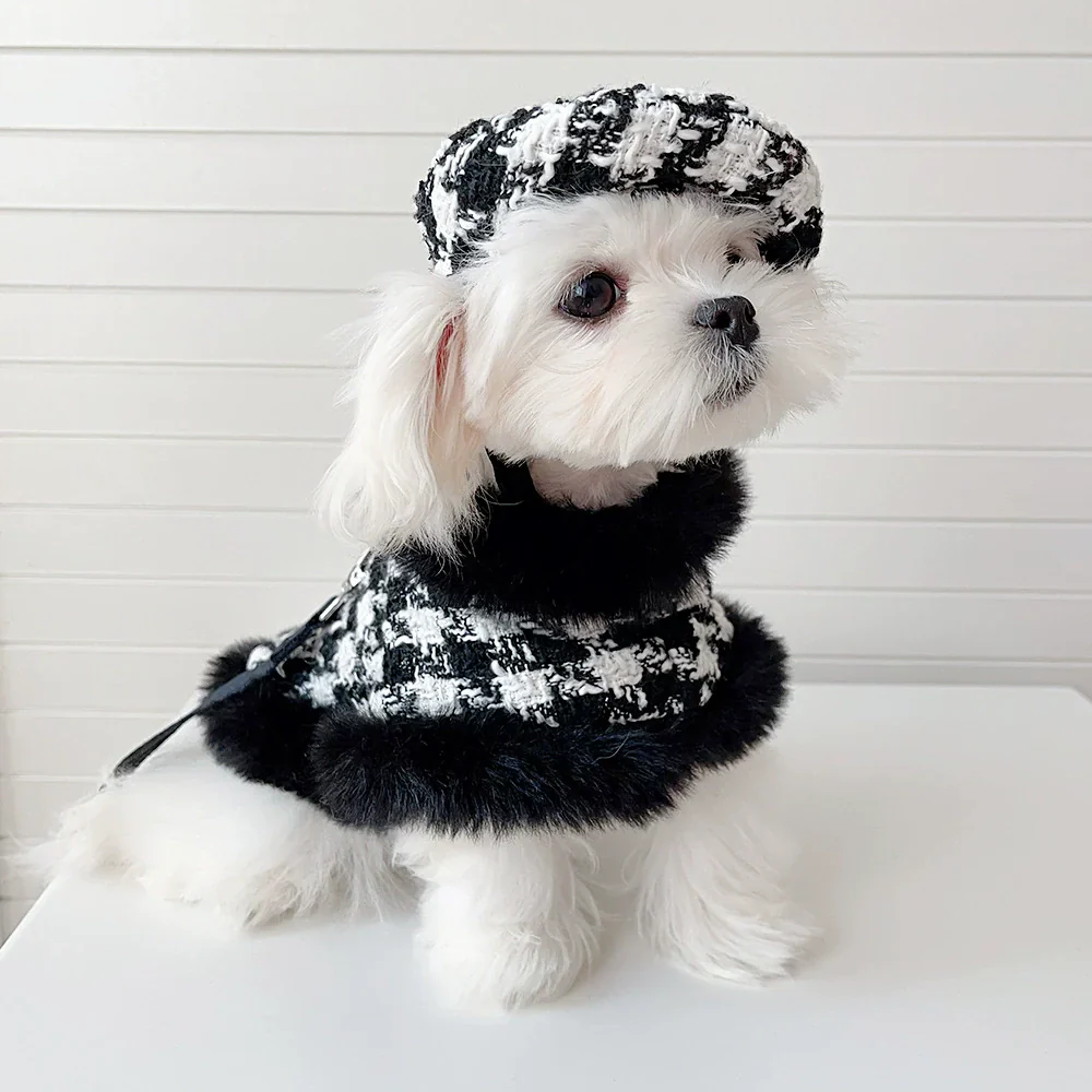 Dog cape+hat+leash sets Houndstooth - Image 3