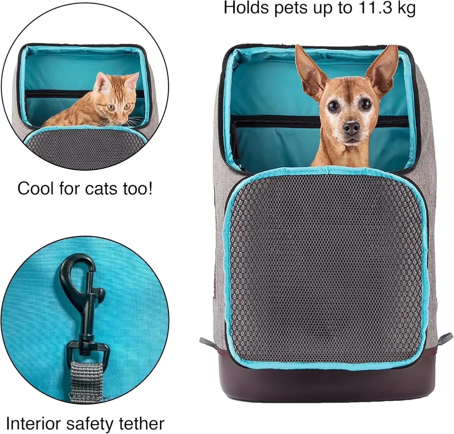 Dog Carrier Backpack for Small Pets - Hands-Free Pet Travel Backpack - Armorsole Base - Convertible Backpack to Carrier - Rugged Pet Backpack - Heather Grey - Image 4