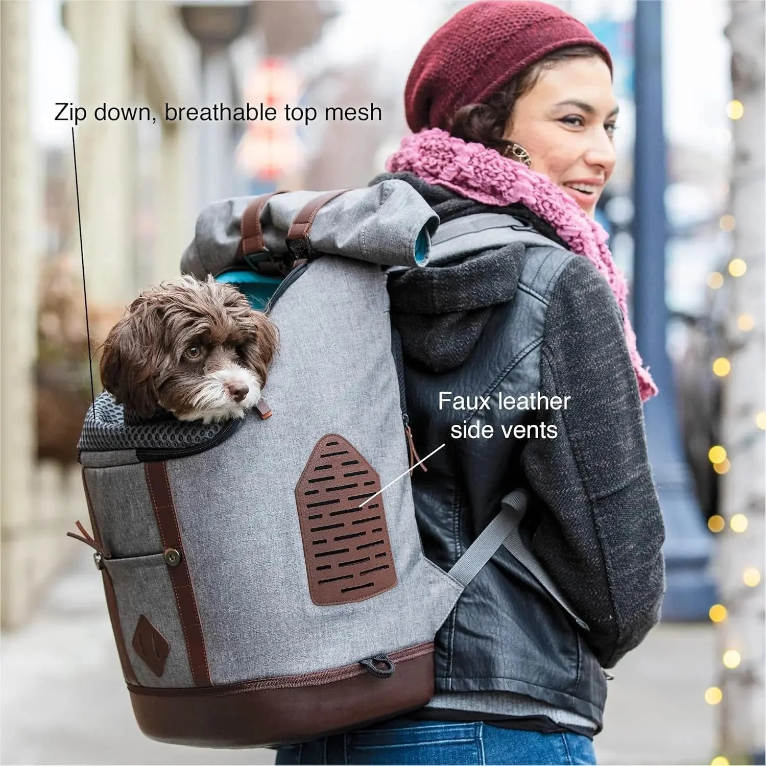 Dog Carrier Backpack for Small Pets - Hands-Free Pet Travel Backpack - Armorsole Base - Convertible Backpack to Carrier - Rugged Pet Backpack - Heather Grey - Image 6