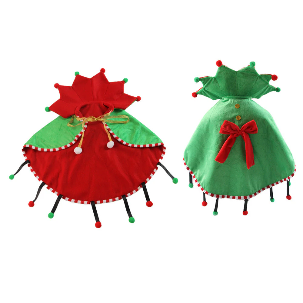 Dog & Cat Christmas Cape • Fleece Cloak with Pom-Poms - Image 2