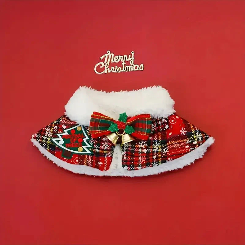 Dog & Cat Christmas Collar Cape • Sherpa Lined & Bells - Image 3