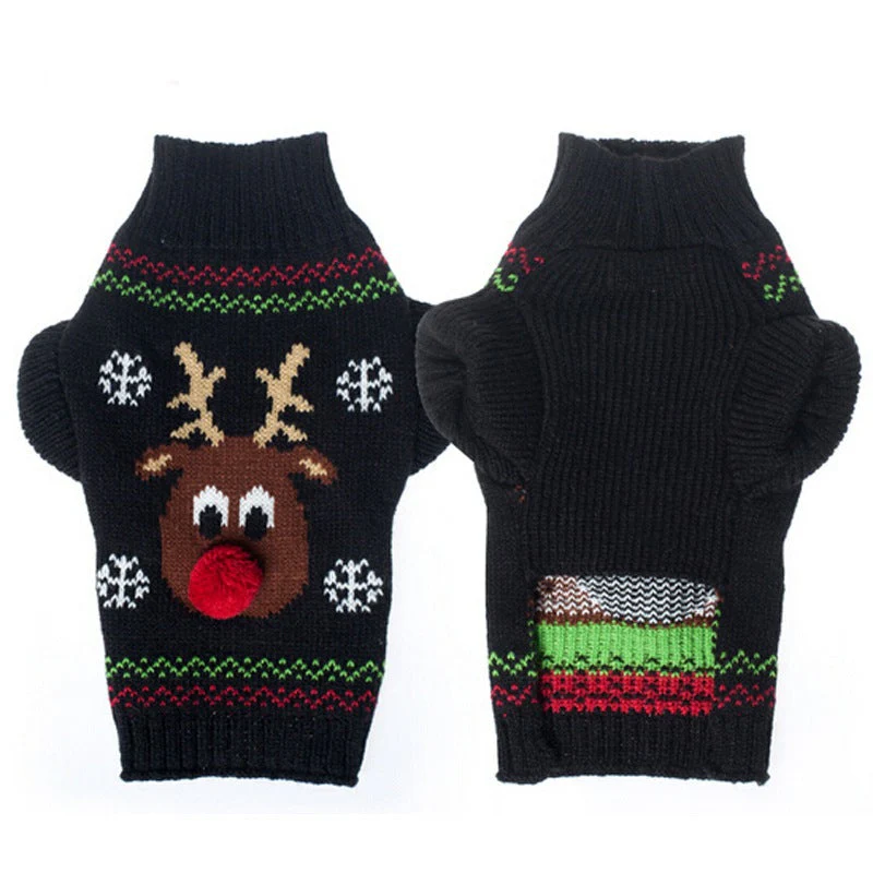 Dog & Cat Reindeer Sweater • Knit with 3D Pom Nose - Image 2