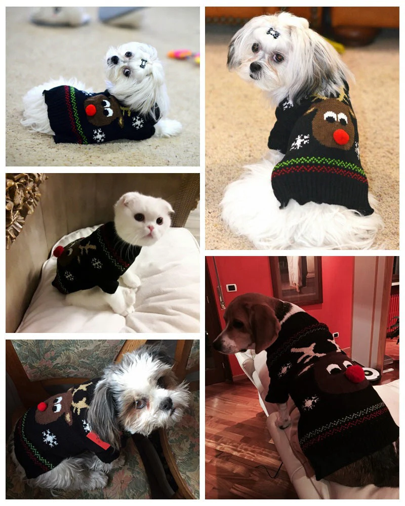 Dog & Cat Reindeer Sweater • Knit with 3D Pom Nose - Image 4