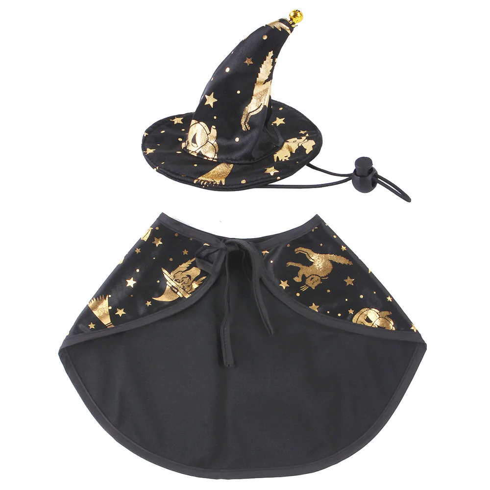 Dog & Cat Wizard Cape and Hat with Drawstring Satin - Image 2