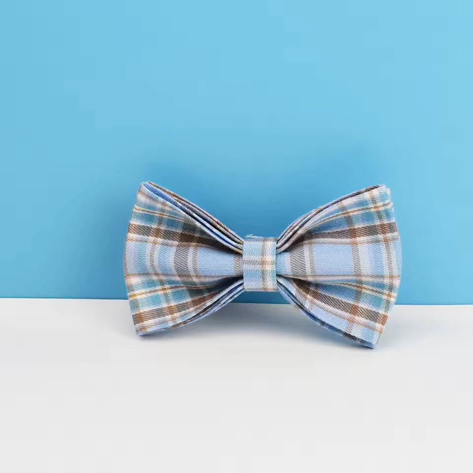Dog Collar Leash Harness Set, Blue Plaid - Image 15