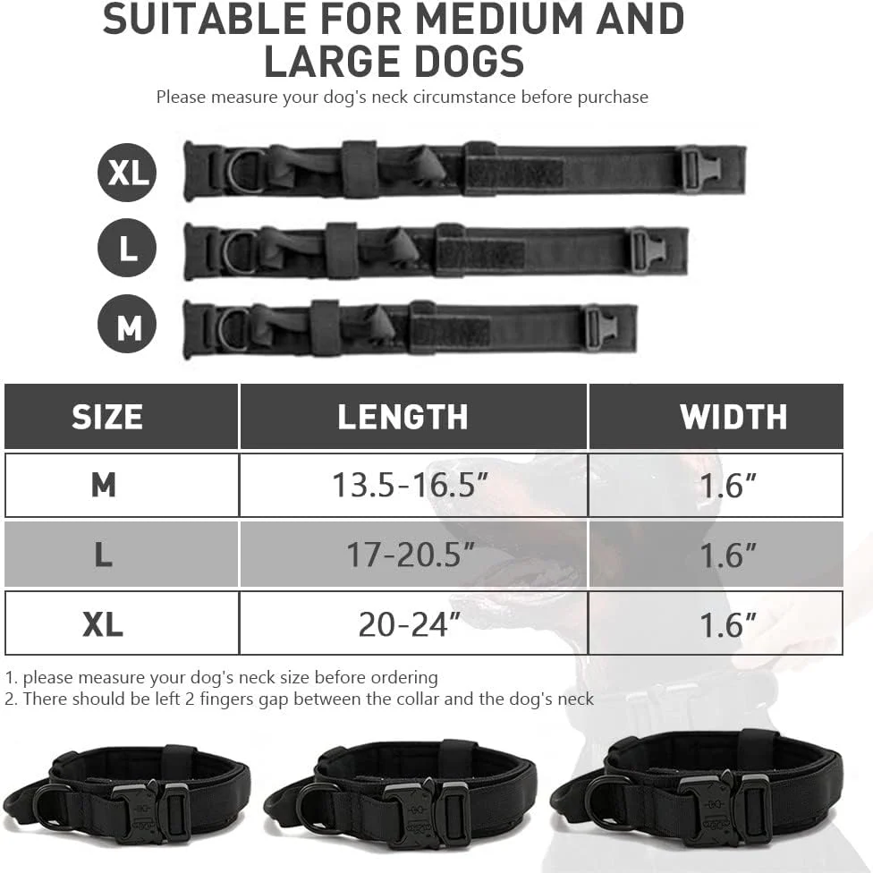 Dog collar+leash set Military-Style Tactical Nylon Collar for Large dogs - Image 2