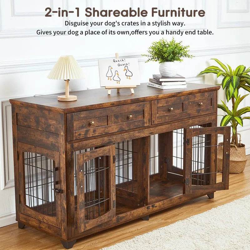 Dog Crate Furniture with Openable Partition - Image 12