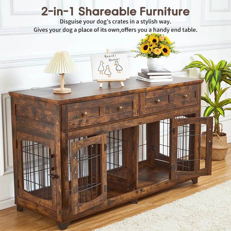 Dog Crate Furniture with Openable Partition - Image 13