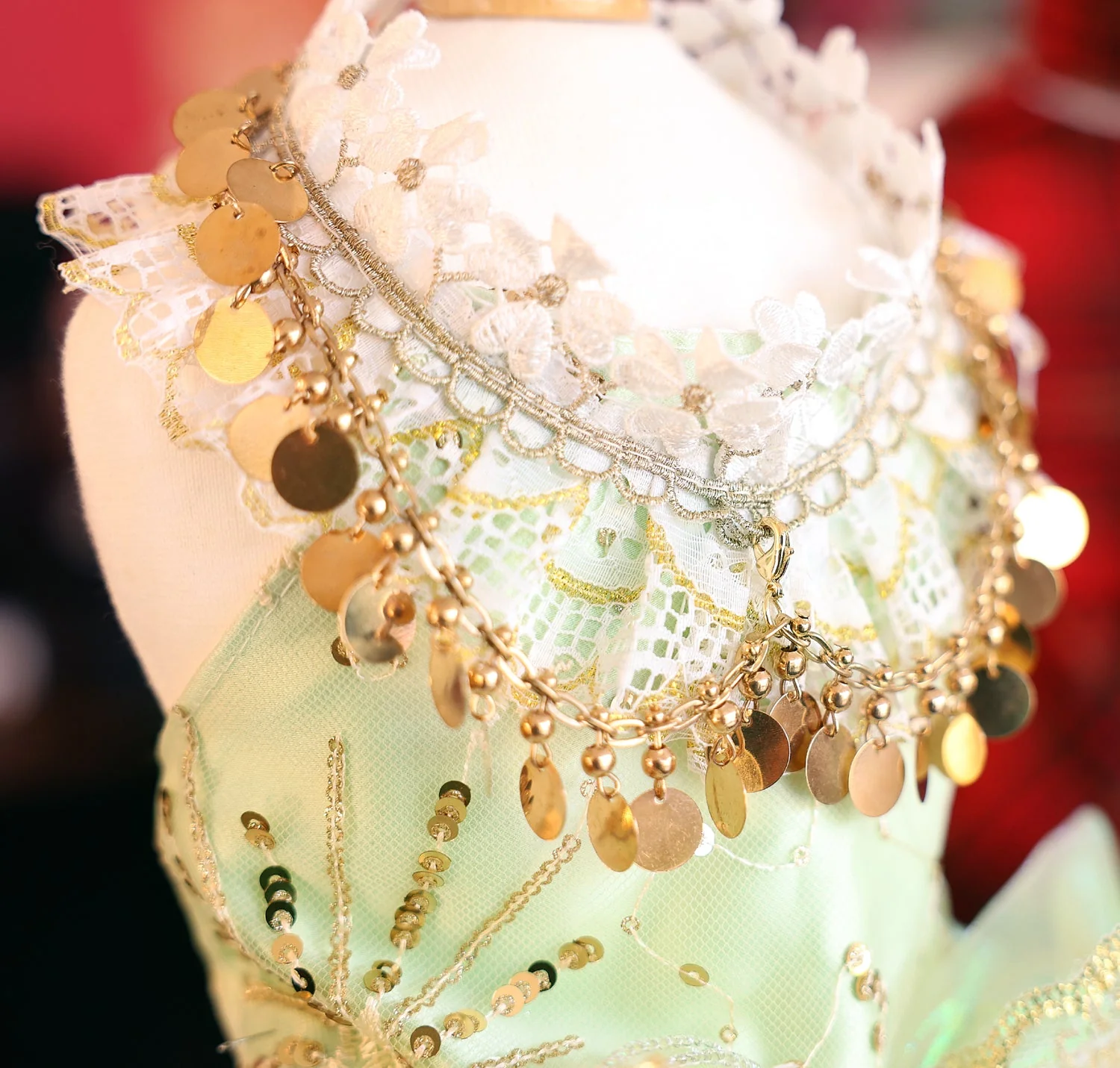 Dog Dress Green Luxe Sequin Princess - Image 3
