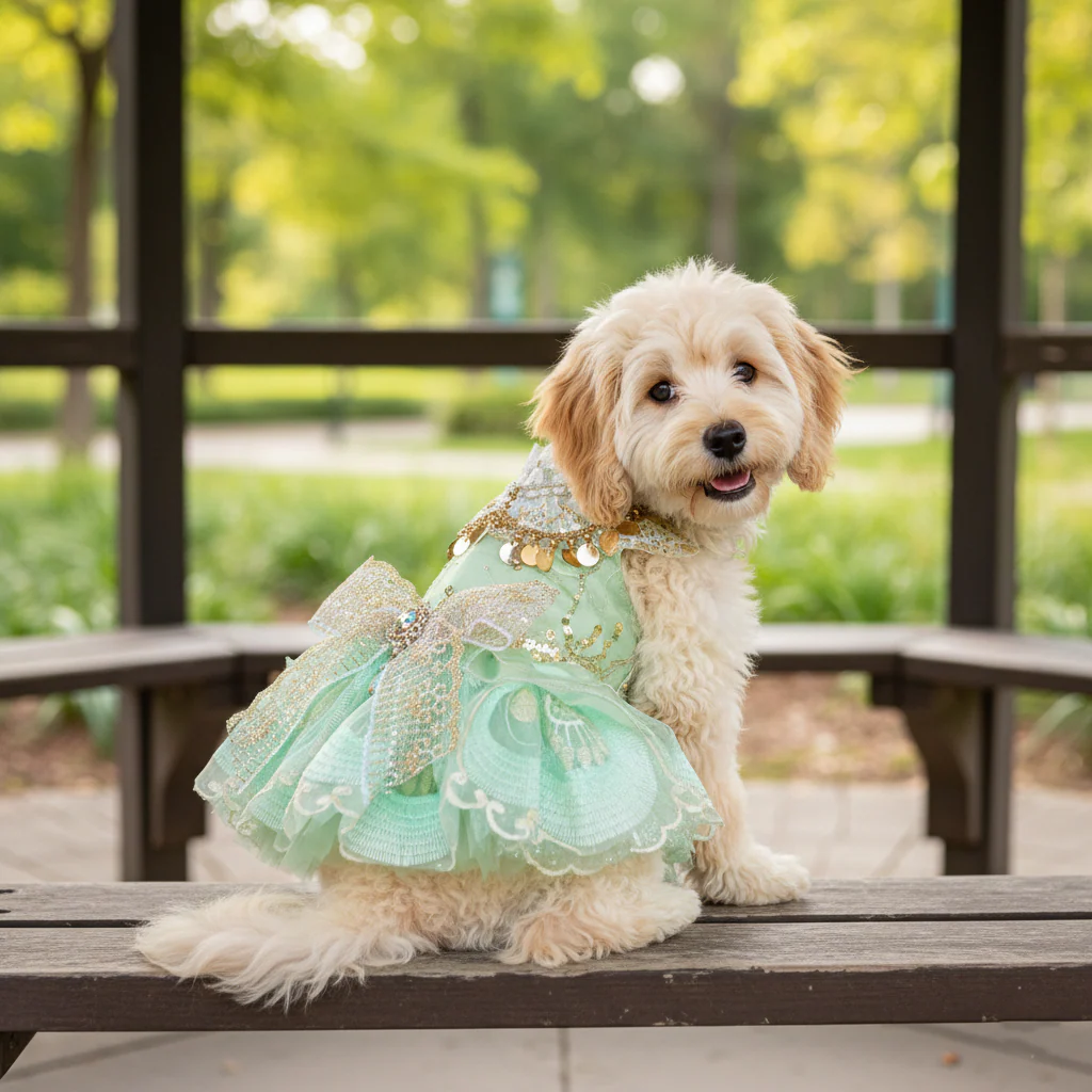 Dog Dress Green Luxe Sequin Princess - Image 7