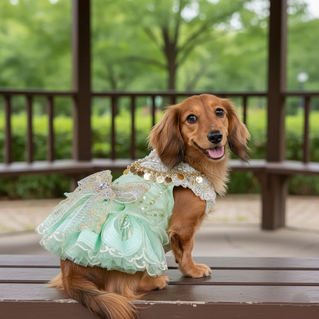 Dog Dress Green Luxe Sequin Princess - Image 8