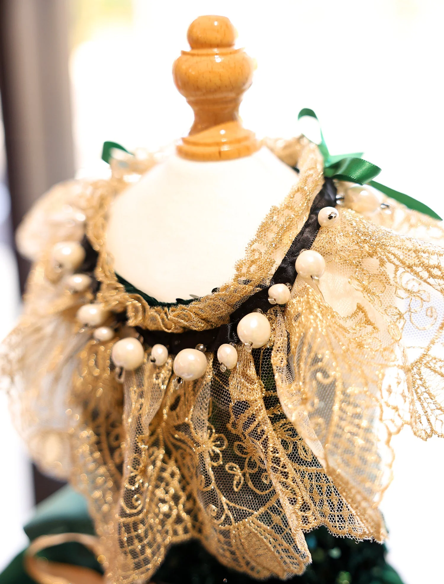 Dog Dress Green Velvet Emerald Pearl - Image 6