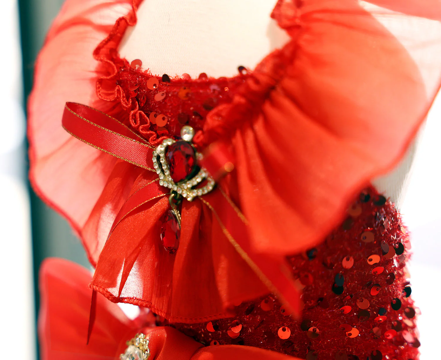 Dog Dress Red Princess with Layered Tulle Skirt - Image 7