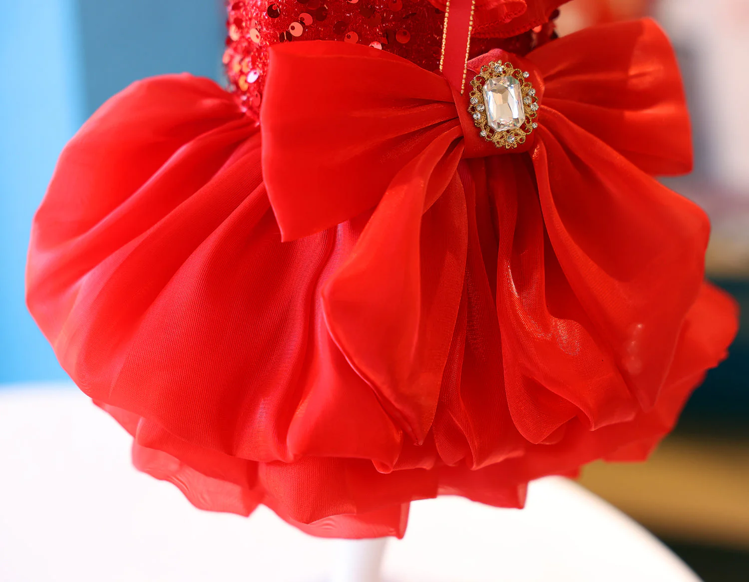 Dog Dress Red Princess with Layered Tulle Skirt - Image 8