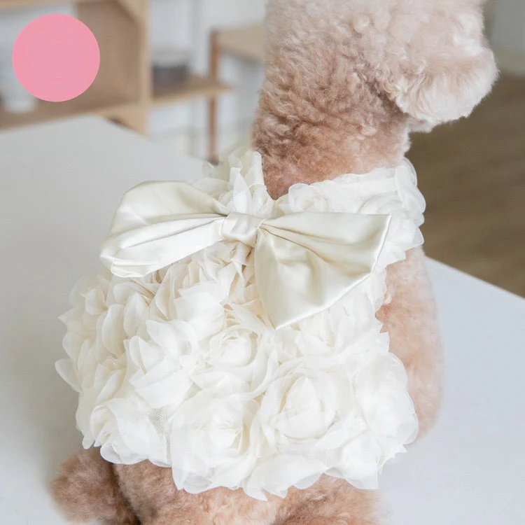 Dog dress rose big bow 2 colors - Image 2