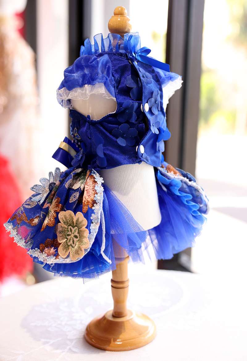 Dog Dress Royal Blue Blossom - Image 3