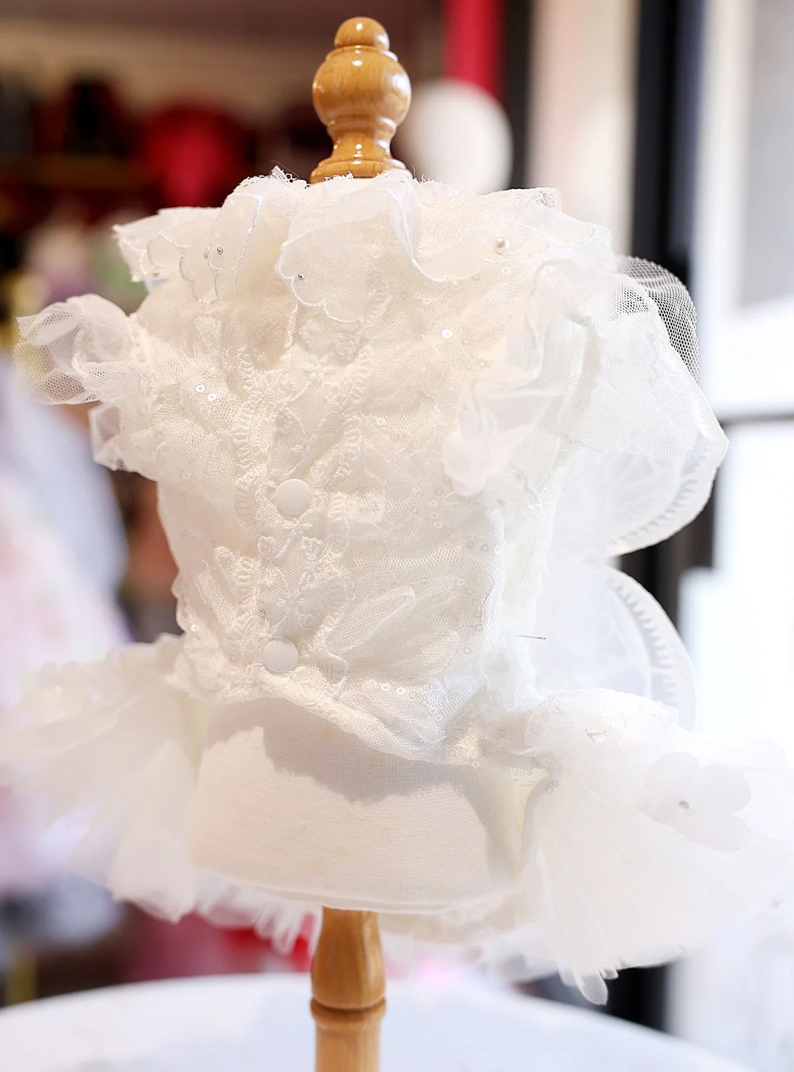 Dog Dress White Butterfly Lace Wedding - Image 3