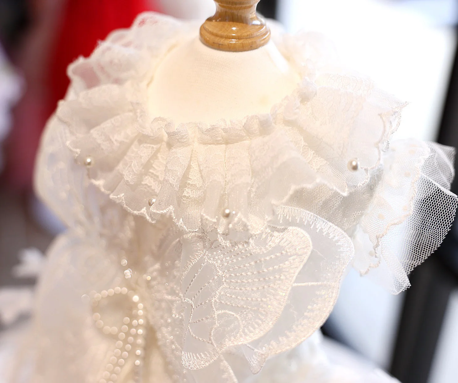 Dog Dress White Butterfly Lace Wedding - Image 5