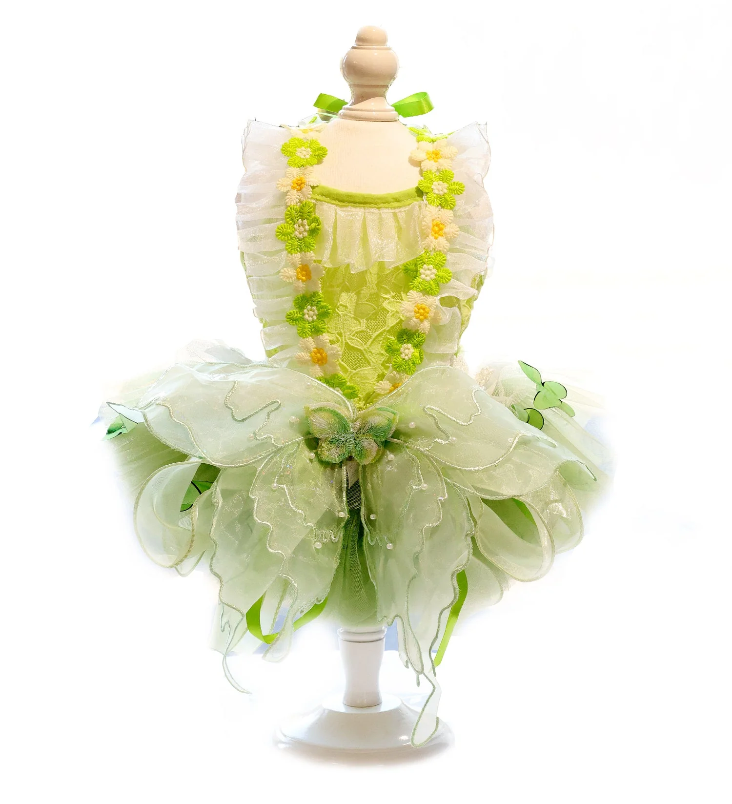 Dog Fairy Tutu Dress with Butterfly & 3D Floral Lace - Image 3