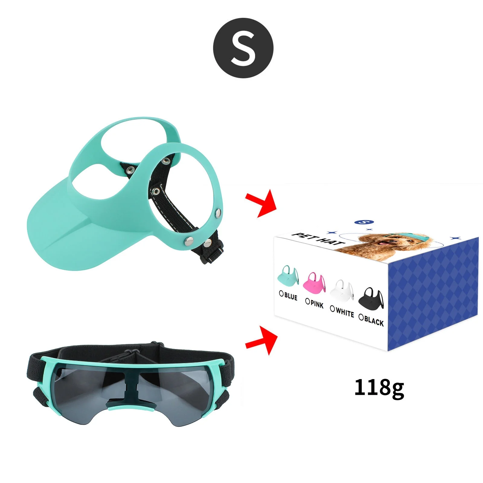 Dog goggle+sunhat sets 3 color - Image 2