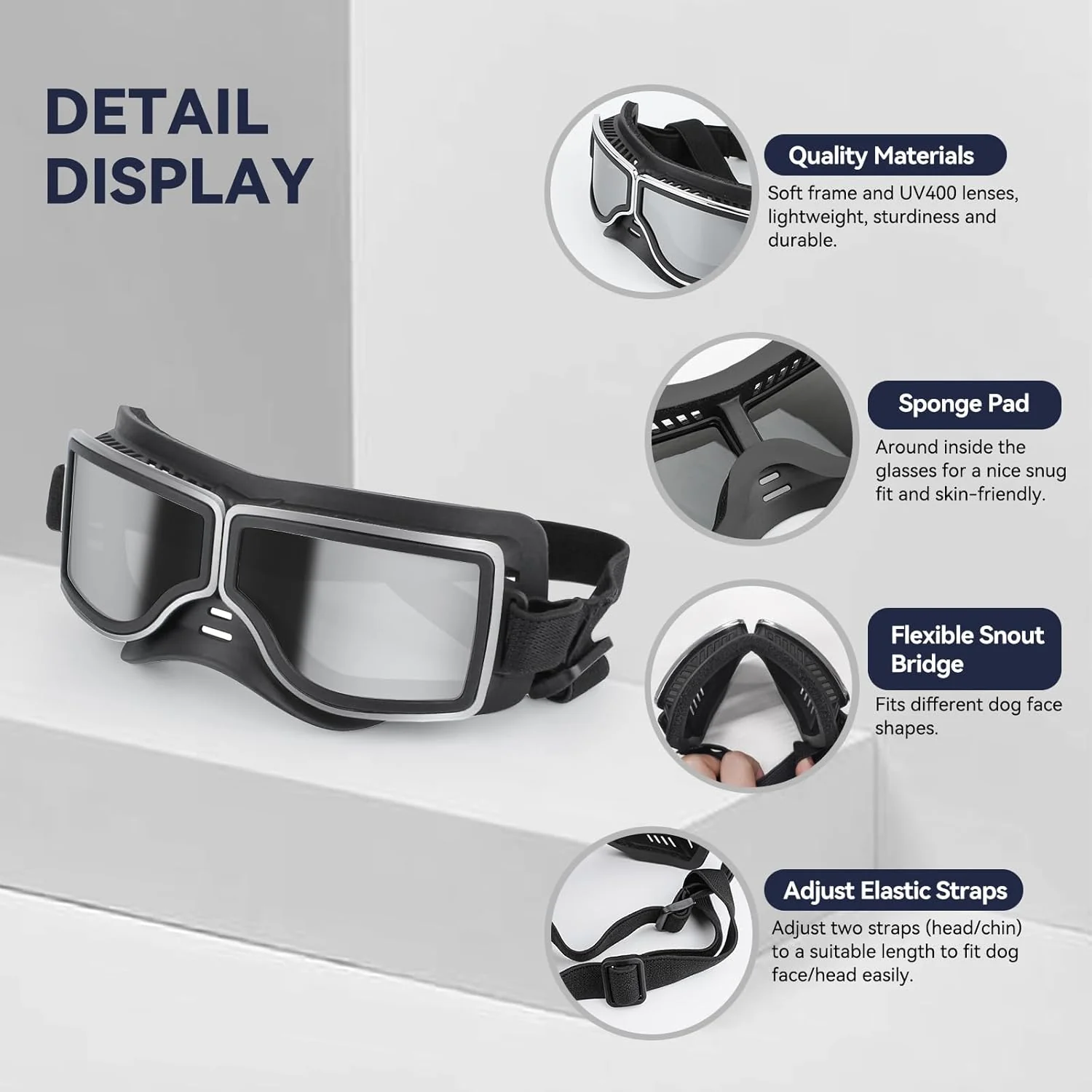 Dog Goggles Medium to Large Breed Pilot Style - Image 6