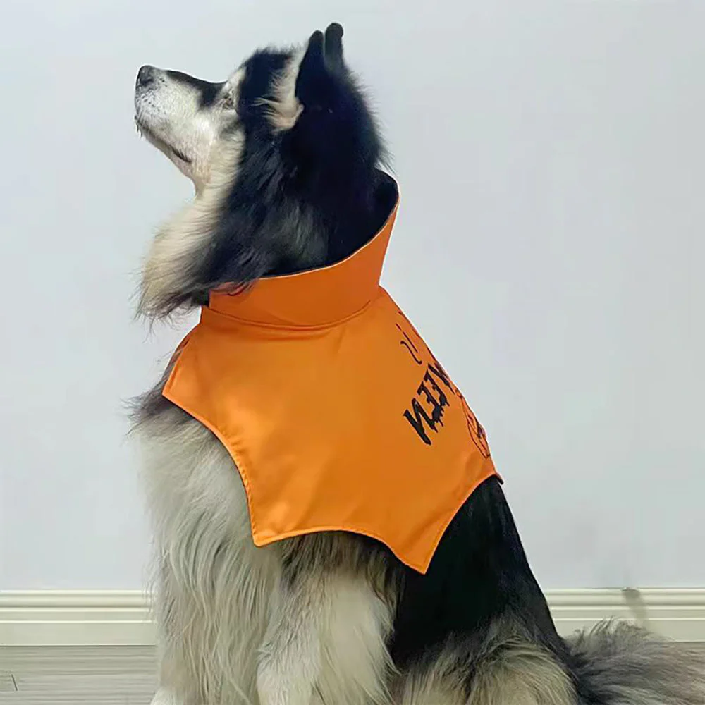 Dog Halloween Cape with Pumpkin Print & High Collar - Image 2