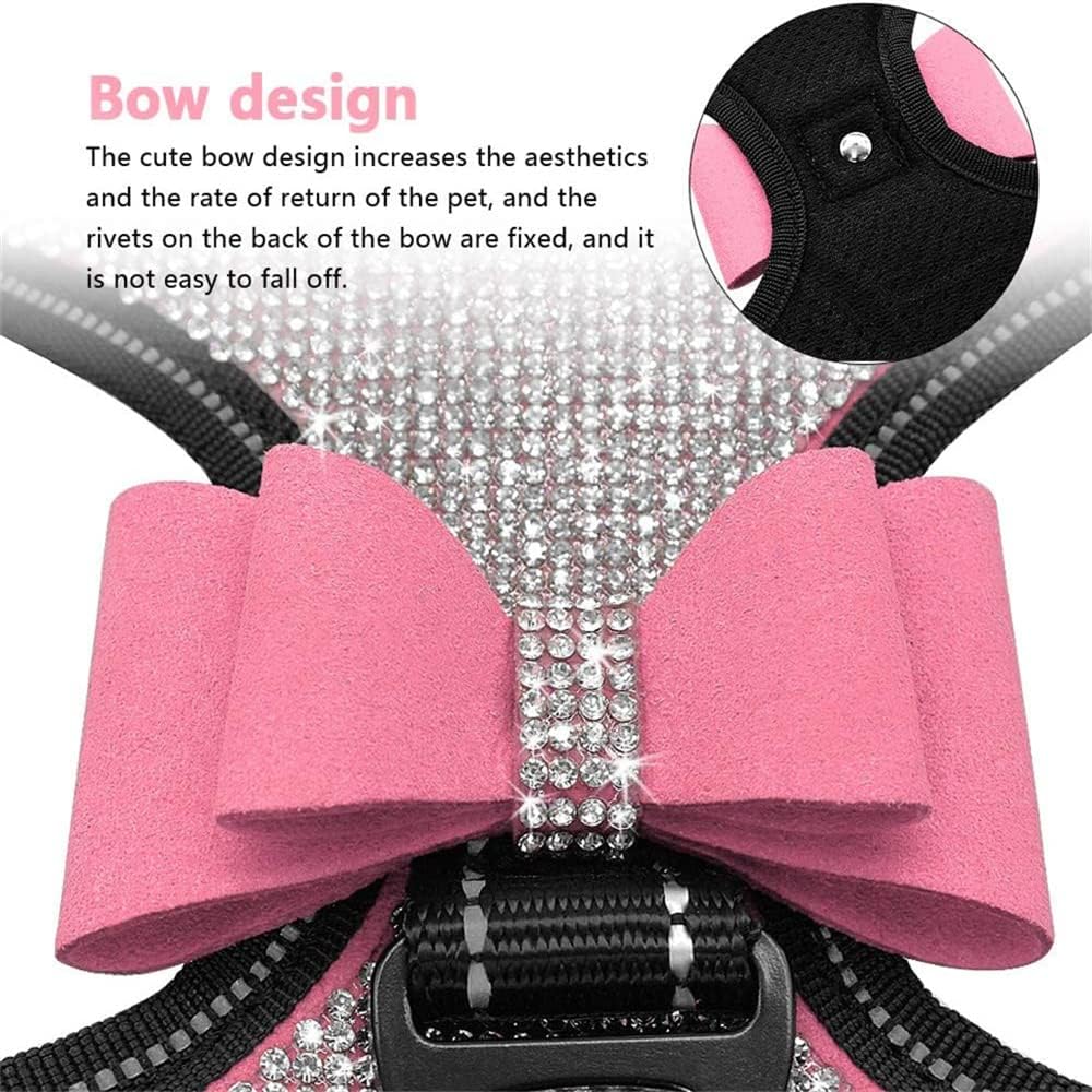 Dog Harness+Leash Sets with Rhinestones – Sparkly Bowknot & Reflective Trim - Image 11