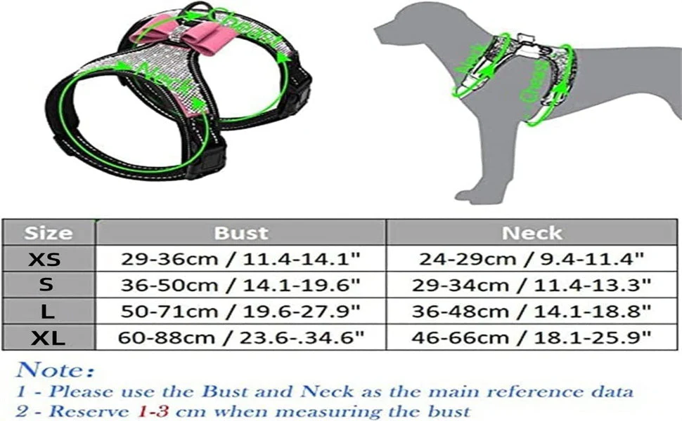 Dog Harness+Leash Sets with Rhinestones – Sparkly Bowknot & Reflective Trim - Image 2