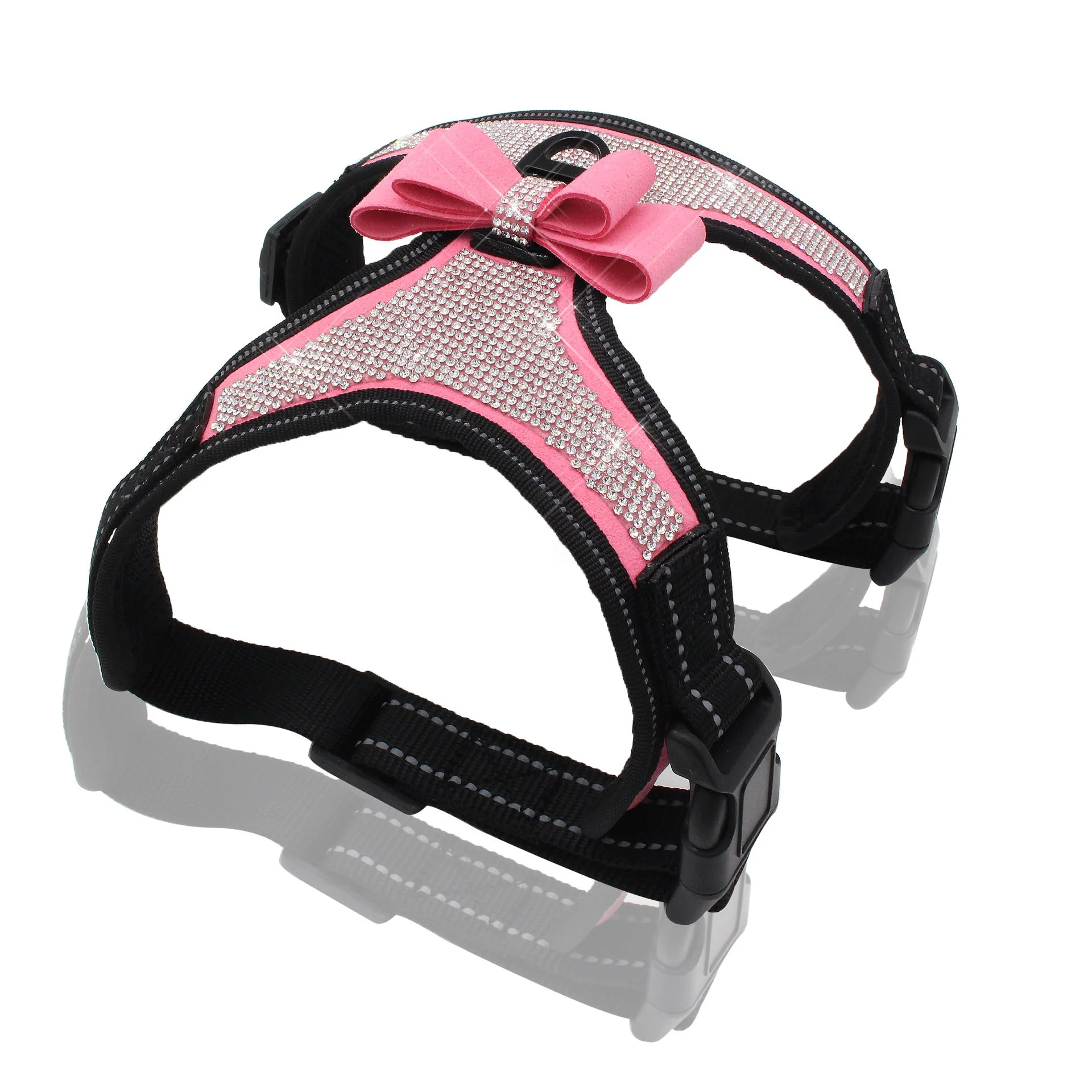 Dog Harness+Leash Sets with Rhinestones – Sparkly Bowknot & Reflective Trim - Image 3