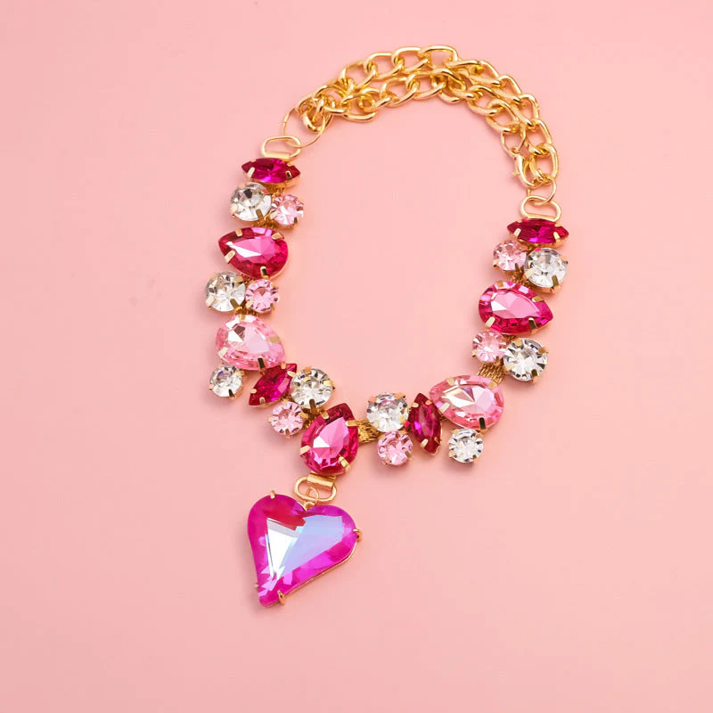 Dog Necklace + Crystal Heart, Adjustable Chain - Image 2