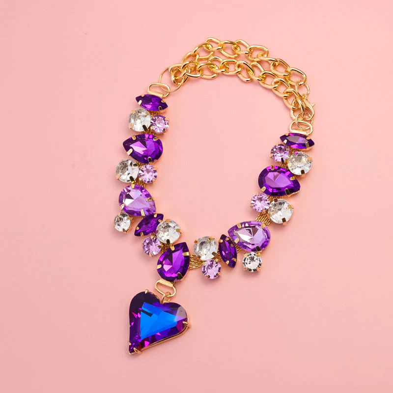 Dog Necklace + Crystal Heart, Adjustable Chain - Image 3
