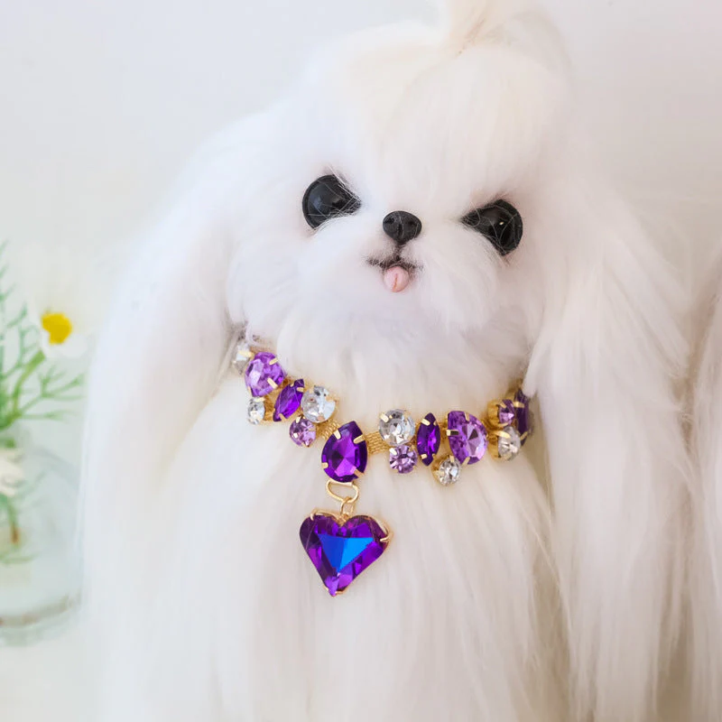 Dog Necklace + Crystal Heart, Adjustable Chain - Image 4