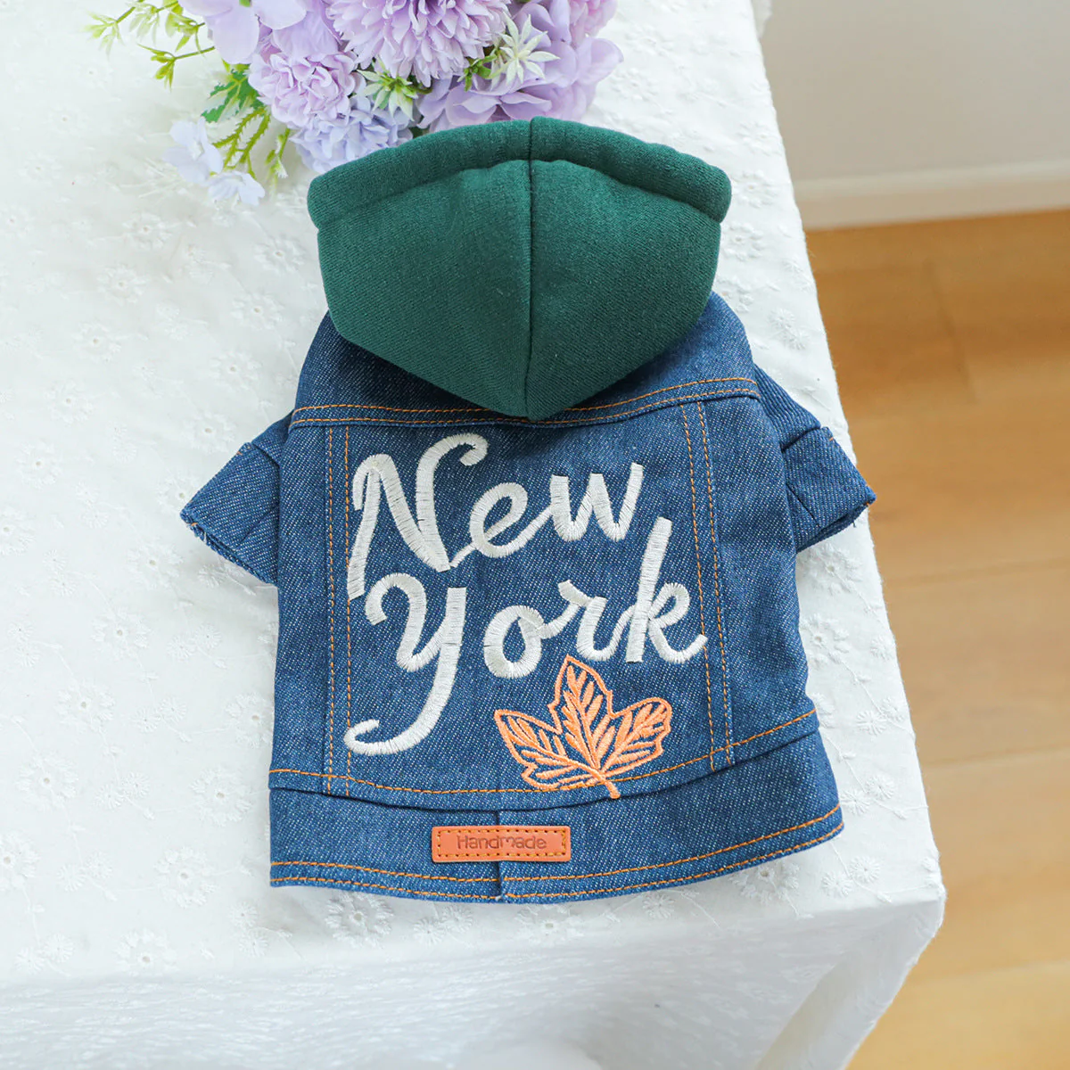 Dog outfit denim jacket hoodie - Image 2