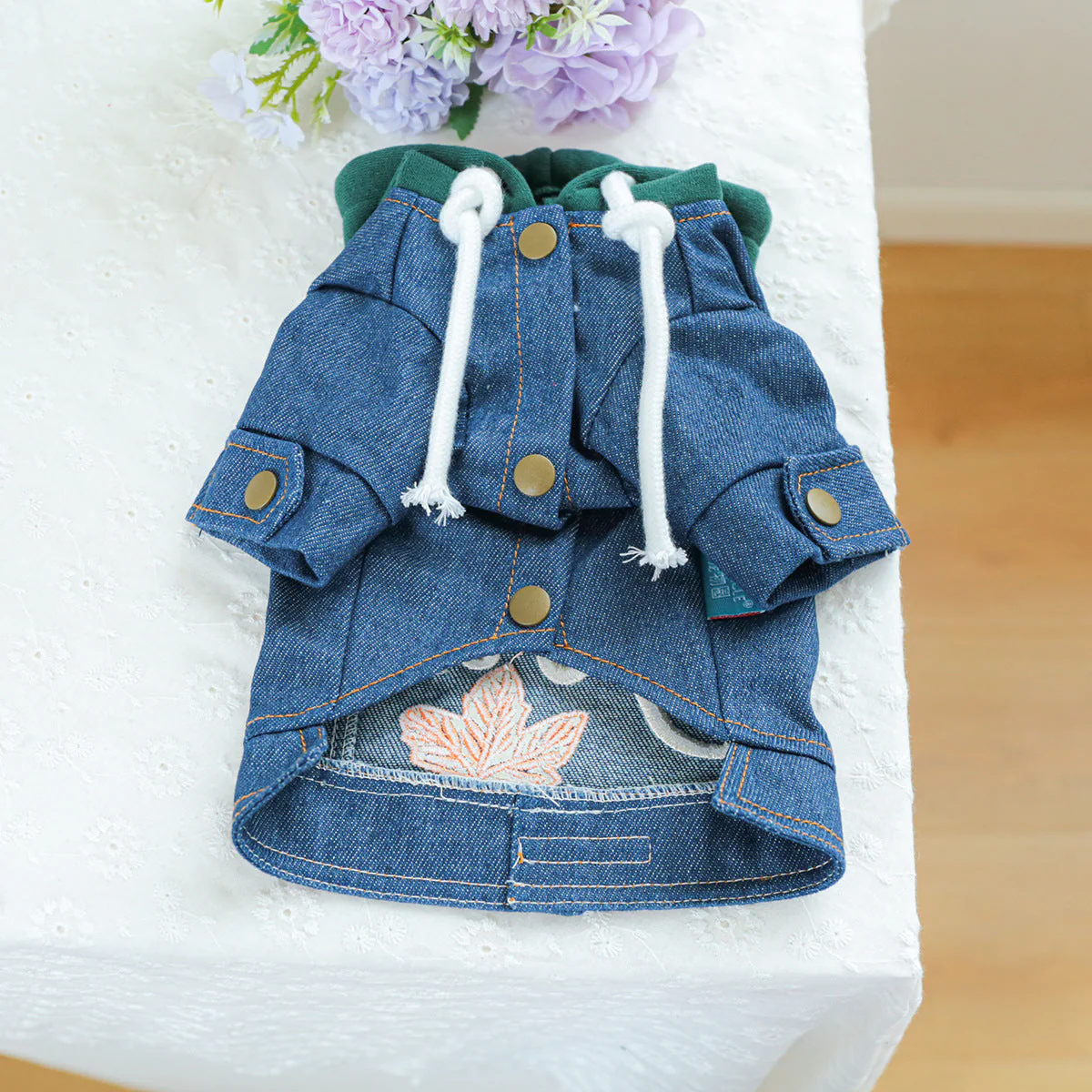 Dog outfit denim jacket hoodie - Image 3
