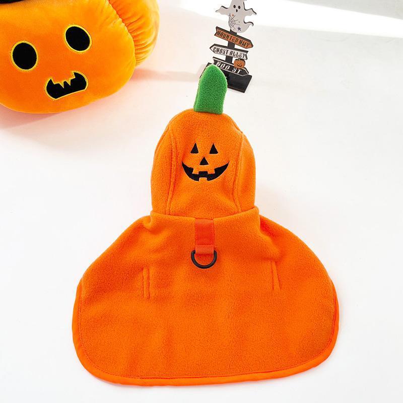 Dog Pumpkin Hooded Cape with Fleece & Snap Buttons - Image 2