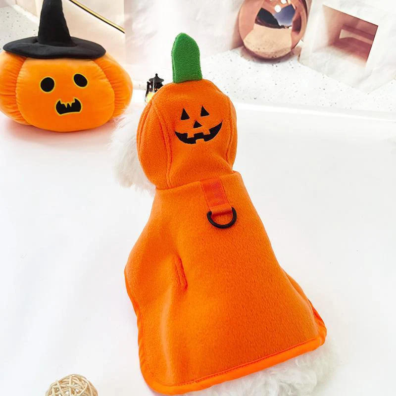 Dog Pumpkin Hooded Cape with Fleece & Snap Buttons - Image 3