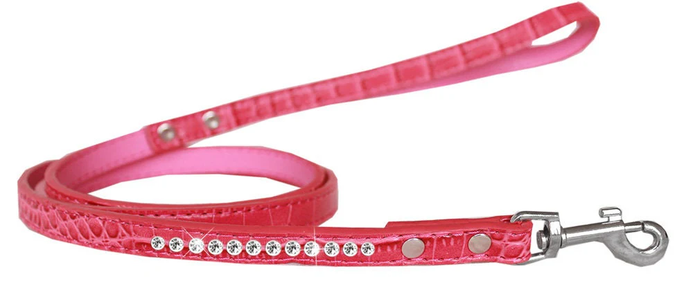 Dog, Puppy & Pet Designer Croc Leash, "One Row Clear Crystal" - Image 5