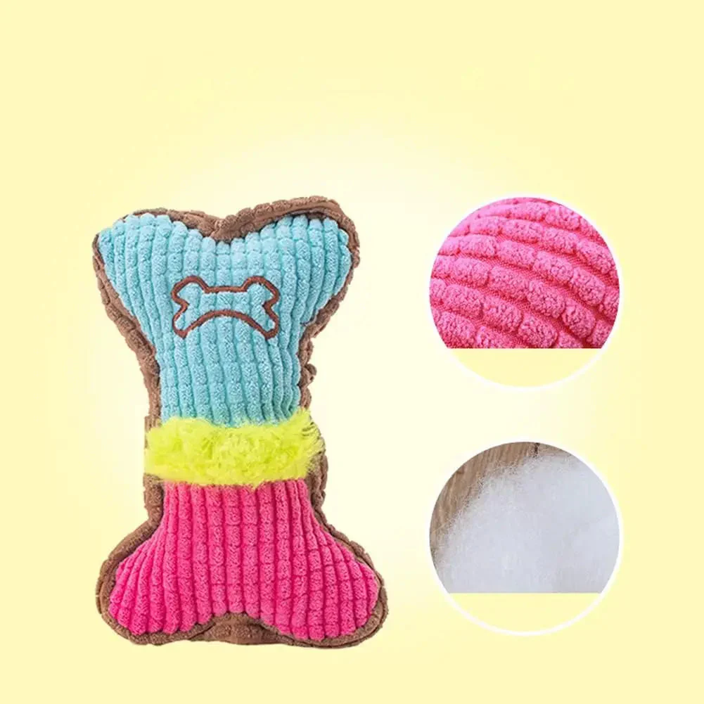 Dog Squeaky Toy - Plush Bone Chew Toy for Small & Medium Puppies - Image 3
