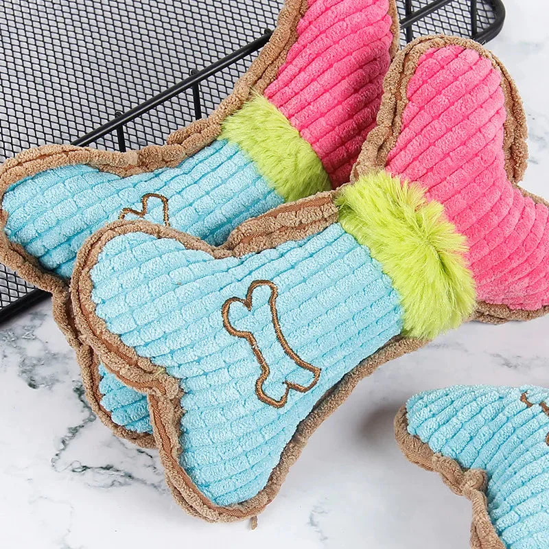 Dog Squeaky Toy - Plush Bone Chew Toy for Small & Medium Puppies - Image 5